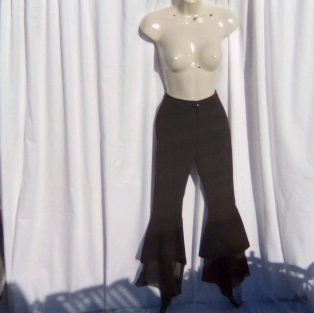 Women's stretch pants w/ flared lace legs